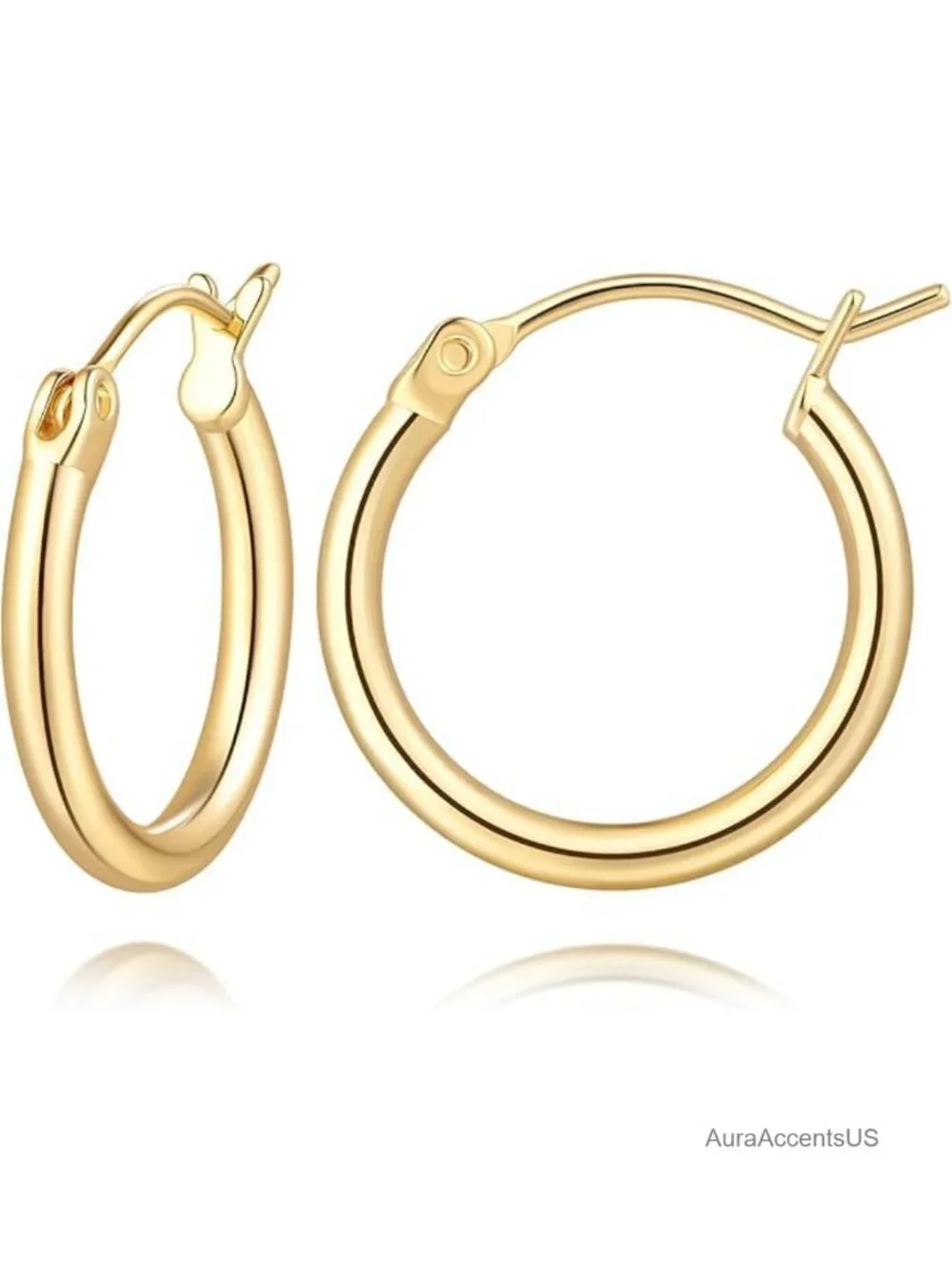 14K Gold Plated Hoop Earrings for Women with Cubic Zirconia Accents Spiral